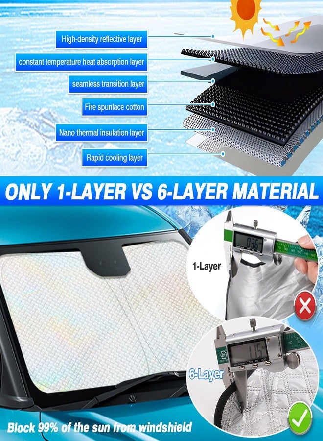 Canvcle Windshield Sun Shade for 2016-2025 2026 Honda Pilot Accessories Thicken 6-Layer Foldable Front Window Sunshade Cover Sun Visor Protector Block UV Rays Keep Vehicle Cool - Image 3
